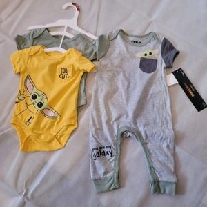Baby Boy 3pk Star Wars Solid Romper Set-Grey 3/6 Months***NWT***